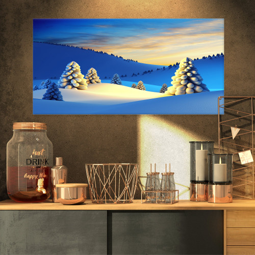 Designart PT9015-32-16 Winter Mountains with Fir Trees-Landscape Photo Canvas Print-32x16, 32x16, Blue Designart PT9015-32-16 Winter Mountains with Fir Trees-Landscape Photo Canvas Print-32x16, 32x16, Blue