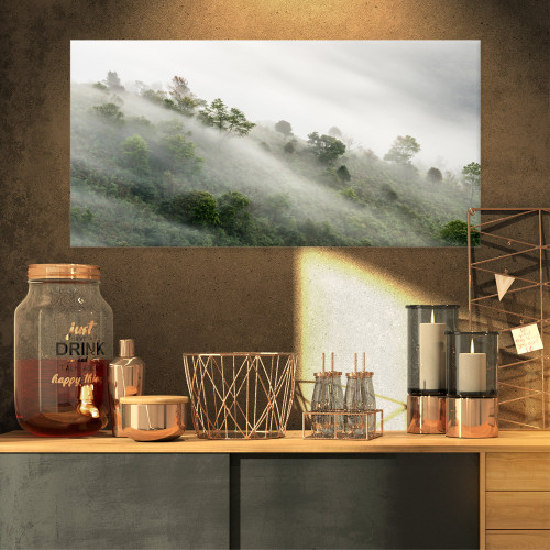 Design Art PT9839-32-16 Mystical Foggy Mountain Slope Landscape Photo Canvas Print, 32x16, Green Design Art PT9839-32-16 Mystical Foggy Mountain Slope Landscape Photo Canvas Print, 32x16, Green