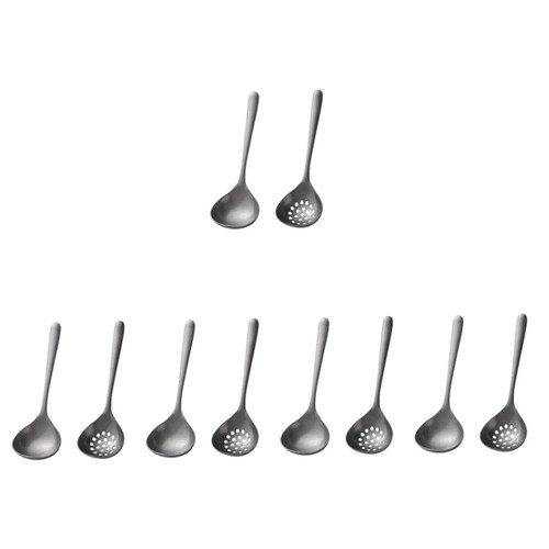 Zerodeko 5 Sets Retro Hot Pot Soup Ladle hotpot spoon sauce soup spoon hot pot strainer scoops noodle strainer ladle skimmer soup ladle hotpot soup ladle fine mesh Stainless steel fried