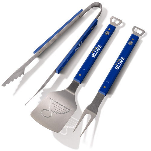 NHL St. Louis Blues Unisex NHL St. Louis BluesNHL Spirit Series 3-Piece BBQ Set, Blue, 22" x 9"
