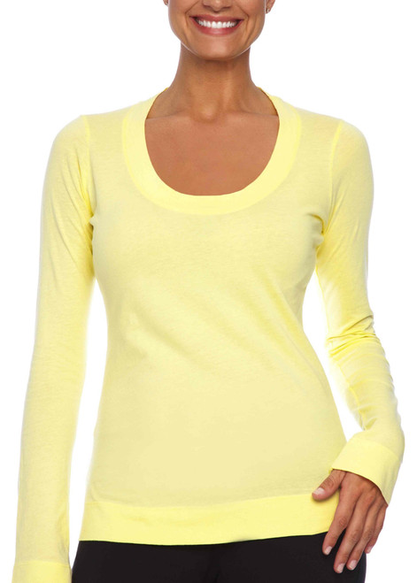 Beyond Yoga Organic Pima Scoop Top, Lemon, Medium