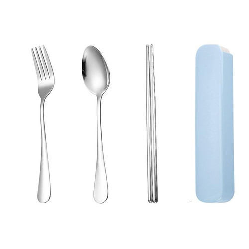 IFAJOOR Flatware Silverware Set, 3/12/18/24 Pieces Stainless Steel Forks, Spoons And Chopsticks Portable Tableware Set For Students Stainless Steel Forks, Spoons And Chopsticks Portable Set, Tablewar