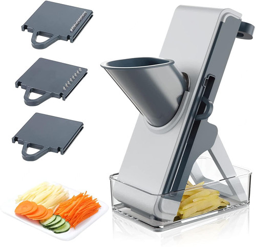 Mandoline Slicer, for Potatoes,Vegetable,Meat,Onions Mandoline, Mandoline Dicer with Container, Thickness Adjuster Multi Blades