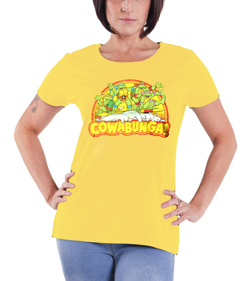 Officially Licensed Merchandise TMNT - Cowabunga Girly T-Shirt (Yellow), Small