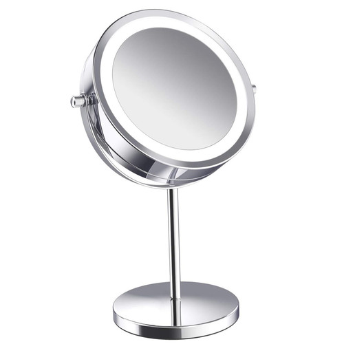 Magnifying Makeup Mirror with LED Light,Double Sided 5X Magnification 360 Degree Rotation Vanity Mirror,Compact Light Up Mirror, Travel Essential for Women (Rechargeable Magnifying Makeup Mirror with LED Light,Double Sided 5X Magnification 360 Degree Rotation Vanity Mirror,Compact Light Up Mirror, Travel Essential for Women (Rechargeable