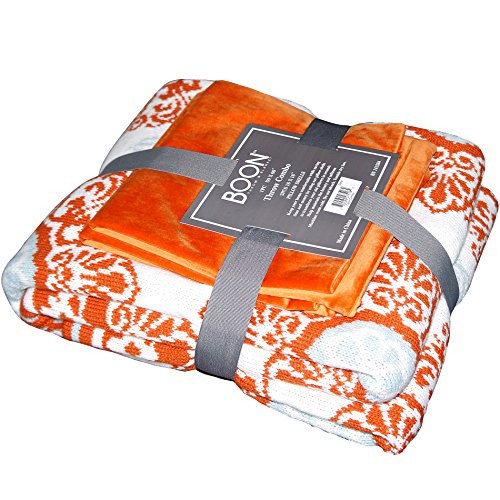 Home Soft Things Knitted Woven Throw with 2 Pillow Shells Combo Set, Delia