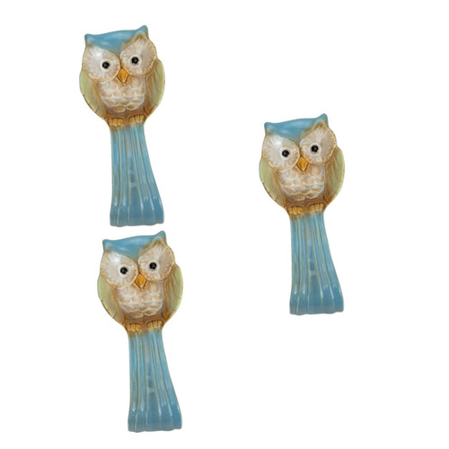 Abaodam 3pcs Owl Spoon Holder Ladle Holder Owl Spoon Rest Cooking Spoon Pottery Spoon Holder Coffee Tablespoon Rest Garnish Tools Owl Figurine Ladle Rest Fork Ceramics Dining Table Cover