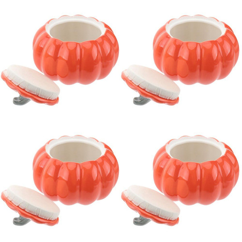 UPKOCH 4 Pack Pumpkin Shaped Bowl Ceramic Soup Bowl with Lid Steamed Bowl Pumpkin Dish Ceramic Baking Dish