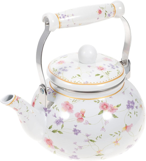 Enameled Teakettle, stove top kettle,Enamel Teapot Tea Kettle for Stovetop Floral Enamel on Steel Teapot Tea Serving Pot with Porcelain Handle 1.5L (Size : 2.5L) (Size : 2.5L)