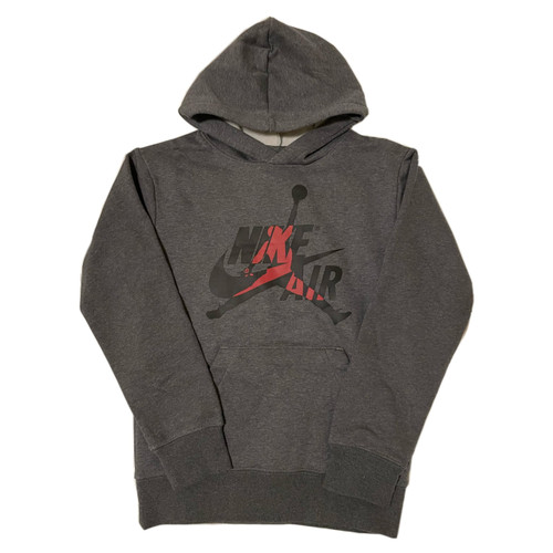 Nike Air Jordan Big Boy's Jumpman Classics Pullover Hoodie (Medium, Carbon Heather)