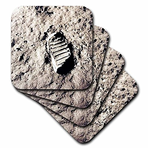 3dRose cst_43740_3 Real Photo of Footprint on The Moon-Ceramic Tile Coasters, Set of 4
