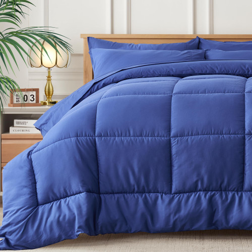 Newspin Twin Bed in a Bag - 5 Pieces Royal Blue Comforter Set, Lightweight All Season Ultra Soft Bedding Comforter Set with Comforter, Flat Sheet, Fitted Sheet, Pillowcases & Shams
