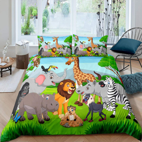 Feelyou Kids Duvet Cover Set Cartoon Lion Elephant Giraffe Printed Bedding Set Child Boys Girls Lovely Animal Comforter Cover Safari Zoo Quilt Cover Bedroom Collection 2Pcs Twin Size Feelyou Kids Duvet Cover Set Cartoon Lion Elephant Giraffe Printed Bedding Set Child Boys Girls Lovely Animal Comforter Cover Safari Zoo Quilt Cover Bedroom Collection 2Pcs Twin Size