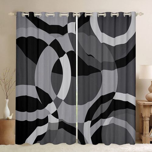 Feelyou Circle Geometry Curtains for Bedroom Kids Gray Black Swirl Darkening Curtains Modern Stripes Blackout Curtains(30%-50%) Geometric Window Drapes Decor (2 Panels, 42 x 84 Inch) Feelyou Circle Geometry Curtains for Bedroom Kids Gray Black Swirl Darkening Curtains Modern Stripes Blackout Curtains(30%-50%) Geometric Window Drapes Decor (2 Panels, 42 x 84 Inch)