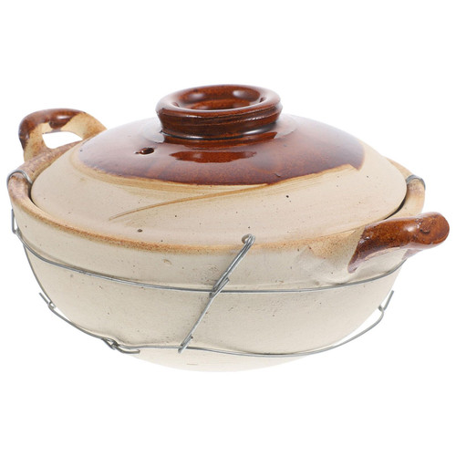 Cabilock Pottery Clay Cooking Pot Casserole Pot Nonstick Ceramic Stew Pot with Lid Chinese Earthen Pot for Hot Pot Dolsot Bibimbap Soup 0.5l