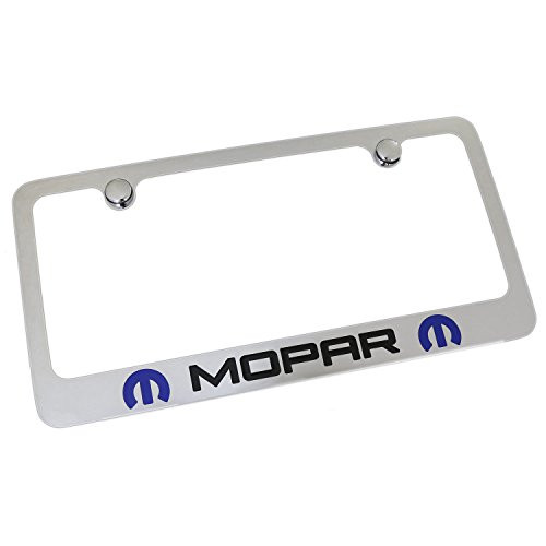 Mopar 2 Logo Chrome Metal License Plate Frame