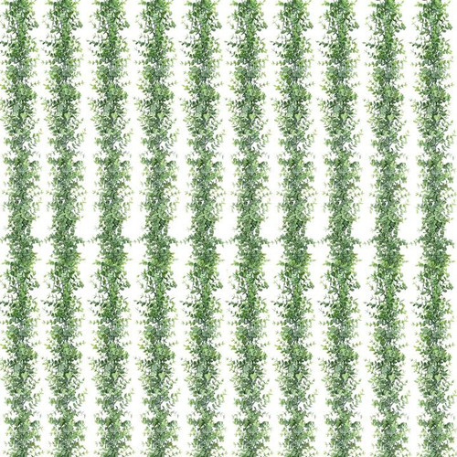 Dolicer 10 Pack Eucalyptus Garland, 60FT Faux Eucalyptus Greenery Garland, Artificial Eucalyptus Leaves Vine, Fake Hanging Eucalyptus Garlands Wedding Backdrop Arch Wall Table Party Decor (Grey Green)