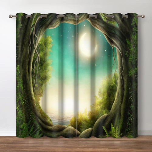Jekeno Forest Blackout Curtains - 70% Blackout Window Drapes Trees in Enchanted Forest Full Moon Theme Print Curtain Decor Home Bedroom Living Room Grommet Window Drapes 2 Panel Set, 42" x 54" Jekeno Forest Blackout Curtains - 70% Blackout Window Drapes Trees in Enchanted Forest Full Moon Theme Print Curtain Decor Home Bedroom Living Room Grommet Window Drapes 2 Panel Set, 42" x 54"