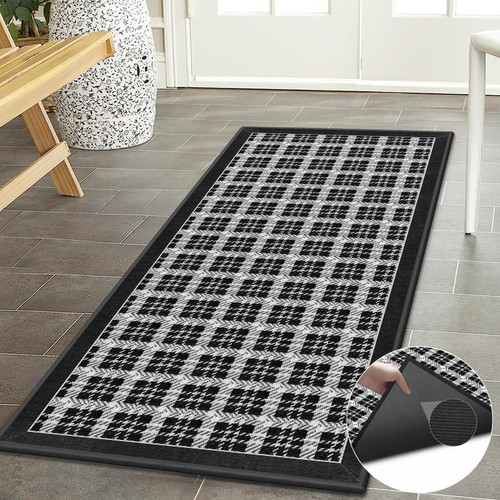 GOYLSER Abstact Carpet Runners for Hallways 6ft Non Slip - Grey Runner Rug for Hallway Non Skid Washable - Rubber Backed Waterproof Runner Rug for Home Bathroom Runner Rug Non Slip Runner, 83x28