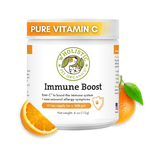 Wholistic Pet Organics Allergy Immune Boost: Vitamin C for Dogs Skin and Coat Supplement - 4 oz - Dog Allergy Relief Medication for Dogs - Dog Itch Relief - Ester C Dogs Supplement and Vitamin Powder