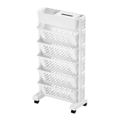 TOPINCN Movable Storage Bookshelf, Large Capacity Multilayer Movable Bookshelf, Rotatable Book Rack Plastic Storage Organizer Shelf Rolling Utility Cart Rolling Organization Shelf (6
