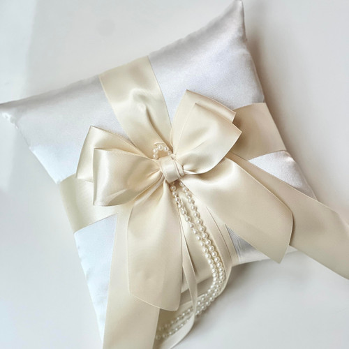 Ivory Ring Bearer Pillow, Ivory Wedding Ring Pillow, Ivory Ringkissen, Ring Holder (1 Ring Pillow Only, Ivory)