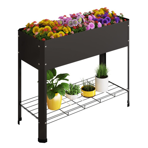 PROXRACER Raised Garden Bed with Detachable Legs Elevated Metal Planter Box for Growing Fresh Herbs Vegetables Flowers Succulents&Other Plants for Outdoor Backyard Patio Deck Balcony Black L