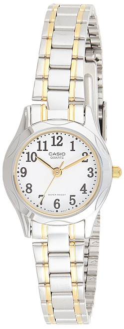 Casio Women's LTP1275SG-7B Silver Stainless-Steel Quartz Watch with White Dial