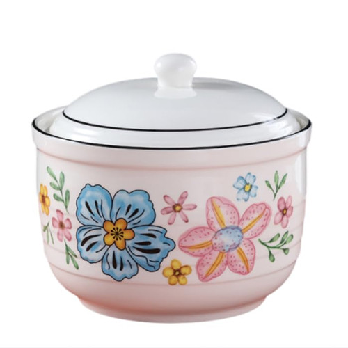 WouND Ceramic Stew Cup with Lid 2-3 People Household Stew Pot Bird's Nest Cup Dessert Bowls Steamed Egg Bowl Steam Soup Bowl