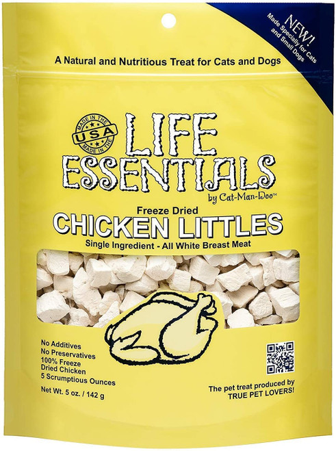 LIFE ESSENTIALS BY CAT-MAN-DOO Freeze Dried Chicken Little's for Dogs & Cats -5 oz (2) Pack