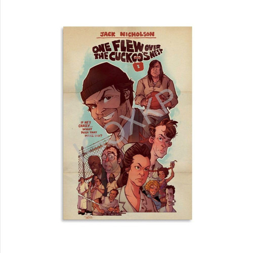 One Flew Over The Cuckoo's Nest 1975 Thriller Movie Poster (3) Canvas Poster Bedroom Decor Office Room Decor Gift Unframe-style 20x30inch(50x75cm)