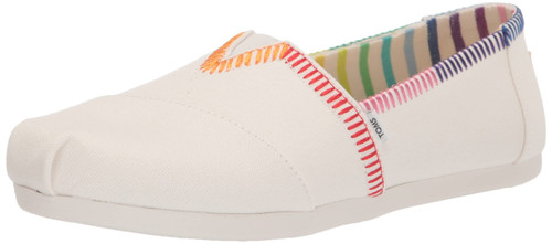 TOMS Women's Alpargata CloudBound Loafer Flat, White/Rainbow, 9