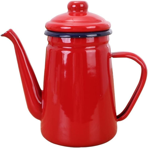 UNbit Kettle for Stove top 1.1L/37.1OZ Enamel Coffee Pot Pour Over Milk Water Jug Pitcher Barista Teapot Kettle for Gas Stove and Induction Cooker Kitchen Supplies Teapots (Color : Red)
