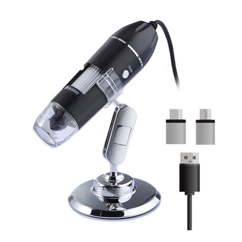JUIYU Microscope Accessories Kit 1600X Digital Microscope 8 LED USB Magnifier Camera Microscope Handheld Electronic Stereo USB Microscope Slides (Color : 3in1-1600X)