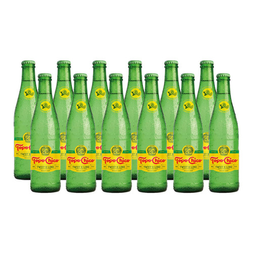 Topo Chico Lime Mineral Water Glass Bottle 12 fl oz 12 Pack by Qualitatt