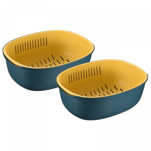 uxcell Kitchen Colander Bowl Strainers 2PCS, Plastic Double Layered Drain Basket Bowl Washing Colander, Washing Fruits Vegetable Colander & Food Strainer-Blue uxcell Kitchen Colander Bowl Strainers 2PCS, Plastic Double Layered Drain Basket Bowl Washing Colander, Washing Fruits Vegetable Colander & Food Strainer-Blue