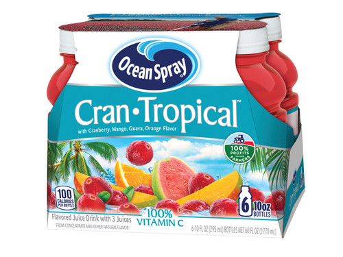 Ocean Spray 100% Juice Cran Tropical, 10 Ounce Bottles (4 x Pack of 6) Ocean Spray 100% Juice Cran Tropical, 10 Ounce Bottles (4 x Pack of 6)
