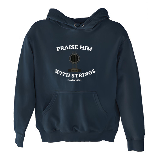 Christian and Guitar Lover praise him with strings Psalm 150 4 Navy and Muticolor Unisex Hoodie