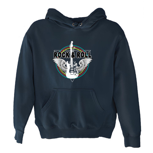 Gift for Rock Roll Music Lover Guitar Wings Navy and Muticolor Unisex Hoodie