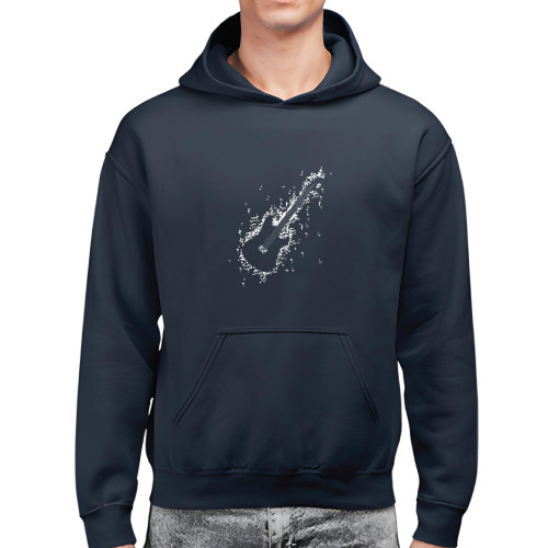 Music Lovers Gift Creative Guitar Design and Swea for Music Fans Black and Muticolor Unisex Hoodie