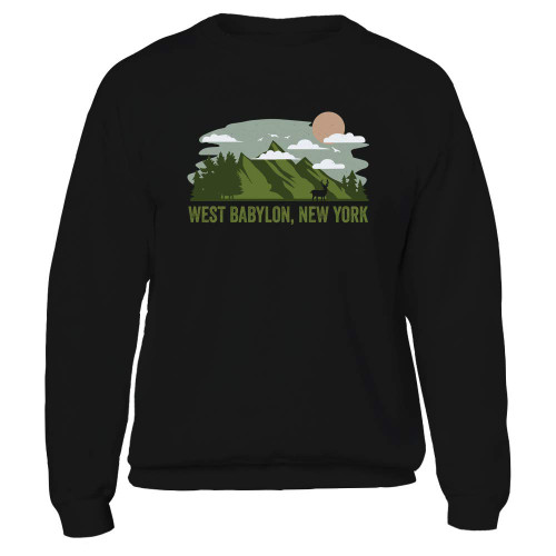 New York Mountain Design West Babylon Vacation Vintage Camping Black