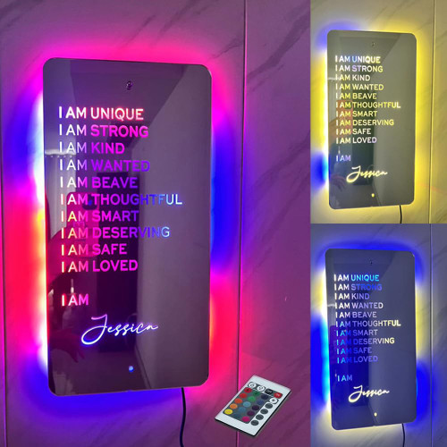 Affirmation Mirror Personalized Name Mirror Led Light,Custom LED Name Mirror for Wall Decor Bedroom Entryway,Light Up Name Sign Mother's Day Valentine's Day Birthday Gift for Mom Wife Girlfriend(50cm) Affirmation Mirror Personalized Name Mirror Led Light,Custom LED Name Mirror for Wall Decor Bedroom Entryway,Light Up Name Sign Mother's Day Valentine's Day Birthday Gift for Mom Wife Girlfriend(50cm)