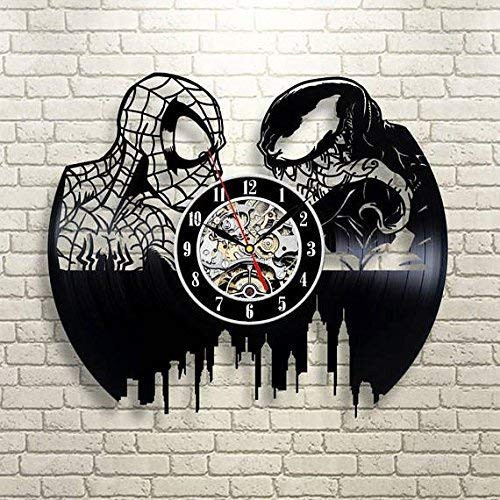 Spiderman Vs Venom Wall Clock Spiderman Vs Venom Vinyl Record Clock Spiderman Vs Venom Wall Art Comics Heroes Wall Accessories Original Clock Hanging Wall Clock Spiderman Vs Venom Handmade Clock
