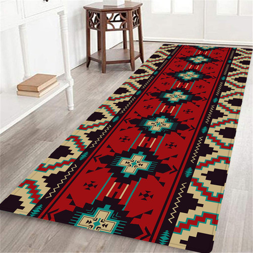 Southwestern Hallway Runner Rug,Native American Tribal Abstract Geometric Navajo Ethnic Vintage,Long Area Rug Indoor Doormat Non Slip Floor Carpet for Bedroom Living Room Entrance Washable Kitchen Mat
