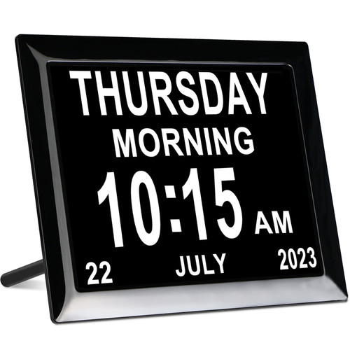 Golony 8 inch Digital Day Dementia Clock for Seniors, Large Medication Reminders Calendar Alarm Clock with Day of The Week, Date Time for Elderly Vision Impaired, Memory Loss, New Polished
