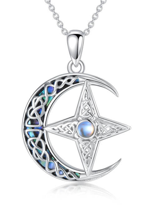 Dorunmo Celtic Knot Moon Necklace 925 Sterling Silver Moon Star Pendant Necklace For Women Irish jewelry Birthday Gifts For Girlfriend Wife Mother Dorunmo Celtic Knot Moon Necklace 925 Sterling Silver Moon Star Pendant Necklace For Women Irish jewelry Birthday Gifts For Girlfriend Wife Mother