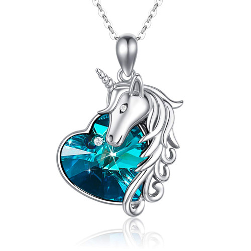JUSTKIDSTOY Unicorn Necklace Jewelry 925 Sterling Silver Unicorn Pendant Necklace with Crystal Birthday Gifts for Women Girls