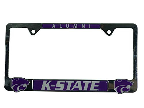 Premium All Metal NCAA Alumni License Plate Frame w/Dual 3D Logos (Kansas State) Premium All Metal NCAA Alumni License Plate Frame w/Dual 3D Logos (Kansas State)