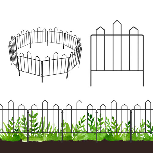 OPXUR Decorative Garden Fence Fencing 26ft (L) x 17in (H), 24 Pack Rustproof Landscape Wrought Metal Wire Border Animal Barrier for Dog, No Dig Fences, Flower Bed Edging for Yard Patio Outdoor Decor OPXUR Decorative Garden Fence Fencing 26ft (L) x 17in (H), 24 Pack Rustproof Landscape Wrought Metal Wire Border Animal Barrier for Dog, No Dig Fences, Flower Bed Edging for Yard Patio Outdoor Decor