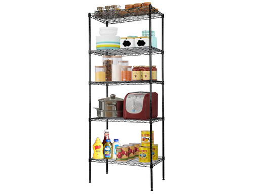 5-Tier Metal Wire Shelving Unit Tall Shelf Storage Rack NSF Certified Storage Shelves 500 Lbs Capacity Standing Utility Shelf for Laundry Kitchen Pantry Garage Organization Snack Shelf